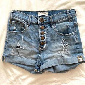 One Teaspoon High Waisted Denim Cuffed Shorts